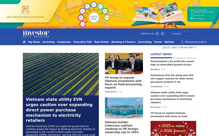 Screenshot of theinvestor.vn