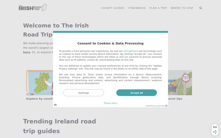 Screenshot of theirishroadtrip.com