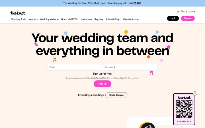Екранна снимка на theknot.com