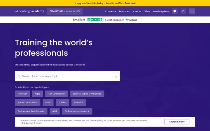 Screenshot stránky theknowledgeacademy.com