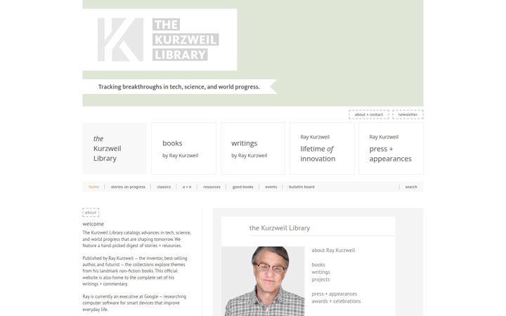 Screenshot of thekurzweillibrary.com