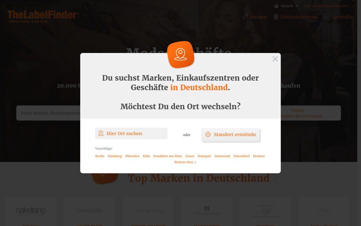Screenshot of thelabelfinder.de