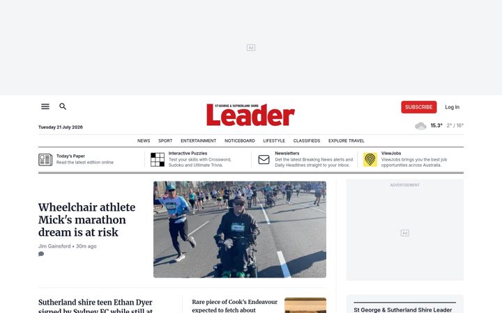 Screenshot of theleader.com.au