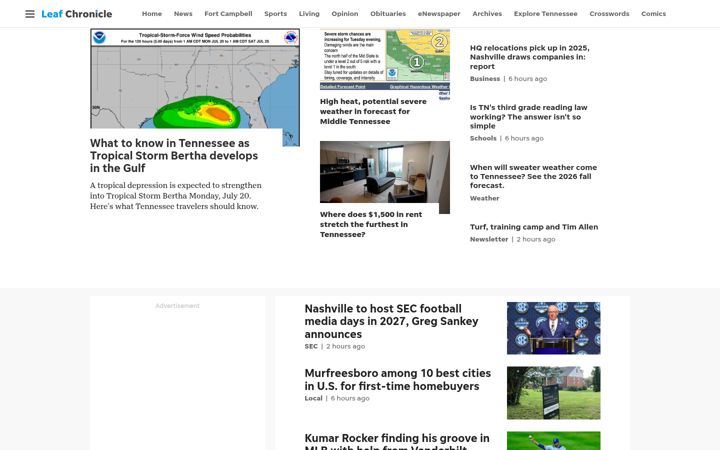 Screenshot of theleafchronicle.com