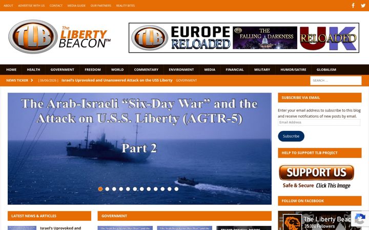 Ekrano kopija thelibertybeacon.com