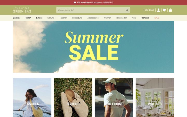 Screenshot of thelittlegreenbag.de