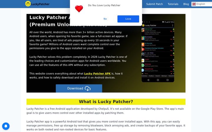 Screenshot di theluckypatcher.net
