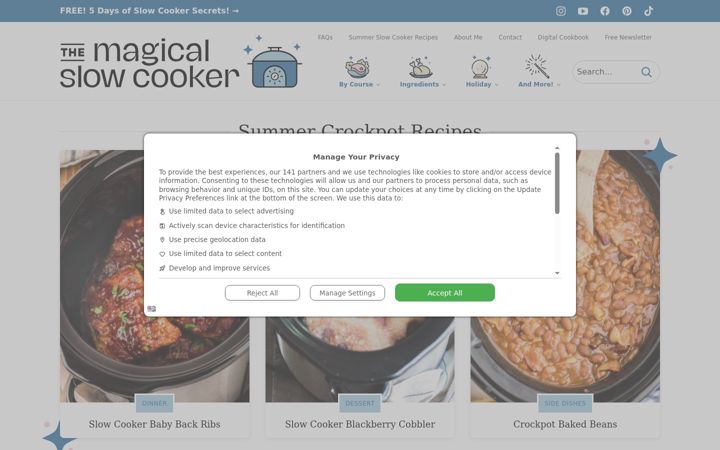 Screenshot of themagicalslowcooker.com