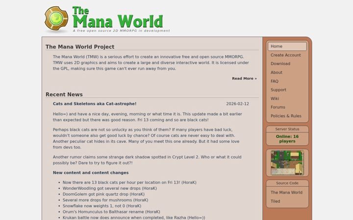 Captură de ecran a themanaworld.org