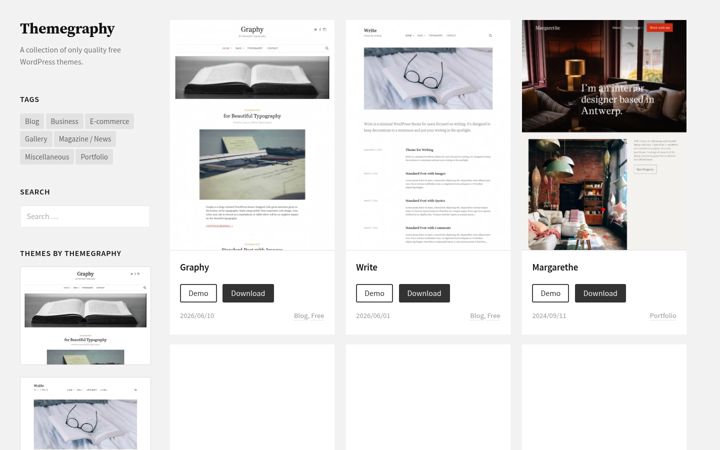 Screenshot of themegraphy.com
