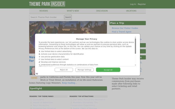 Screenshot of themeparkinsider.com