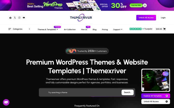 Screenshot of themexriver.com