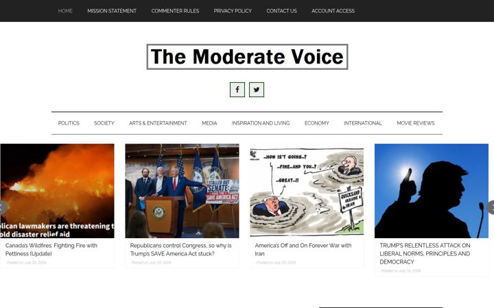 Screenshot of themoderatevoice.com