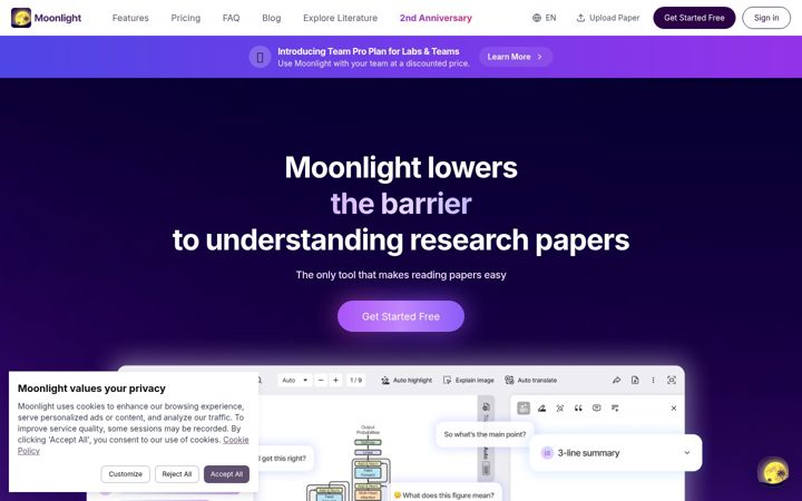 Ekraanipilt saidist themoonlight.io