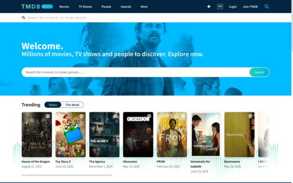 Screenshot of themoviedb.org