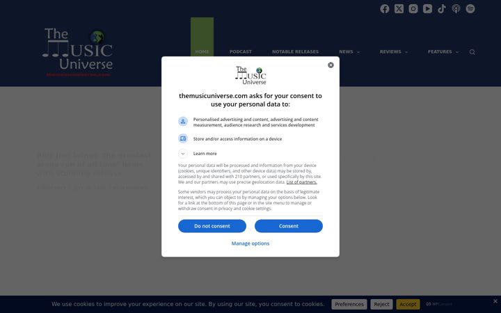 Screenshot of themusicuniverse.com