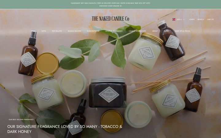 Screenshot of thenakedcandleco.com