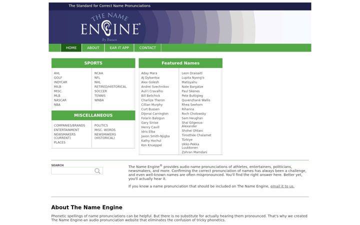 Screenshot of thenameengine.com