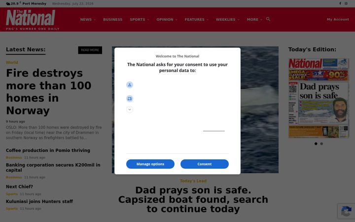 Screenshot of thenational.com.pg