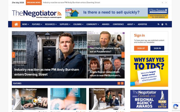 Kuvakaappaus sivustosta thenegotiator.co.uk