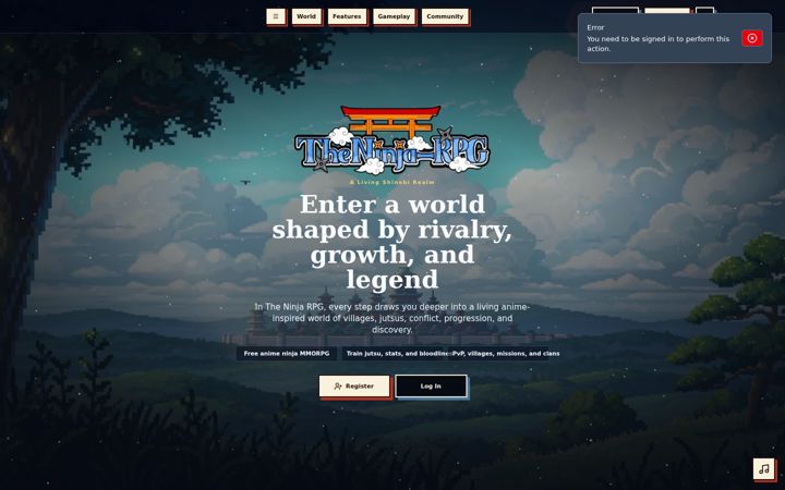 Screenshot of theninja-rpg.ai