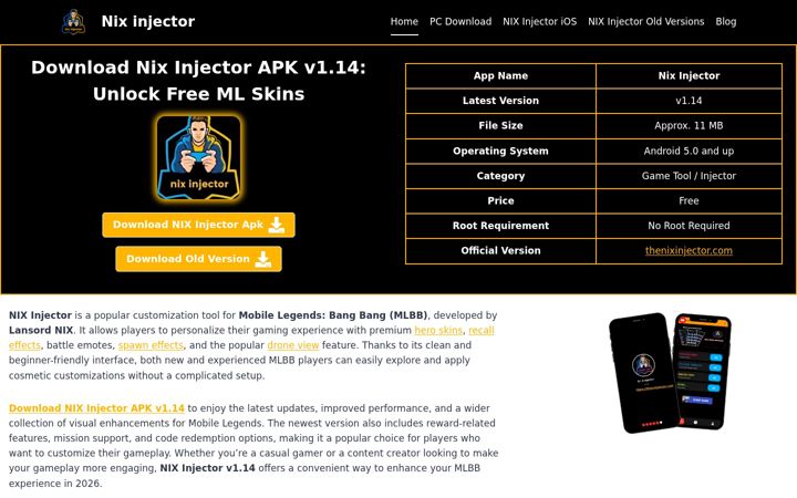 Screenshot of thenixinjector.com