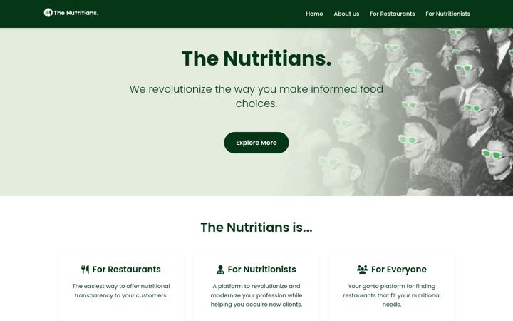 Screenshot of thenutritians.com