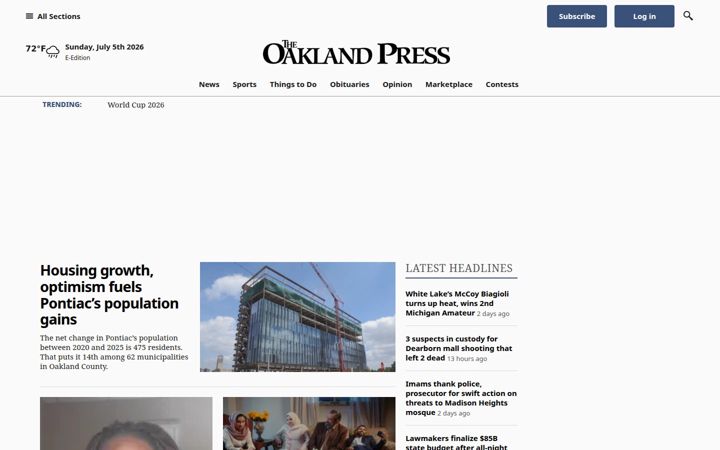 Screenshot of theoaklandpress.com