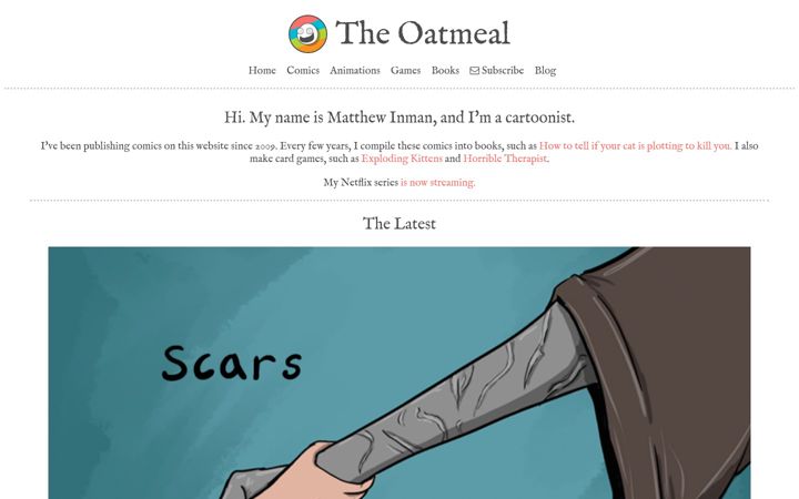 Captura de pantalla de theoatmeal.com