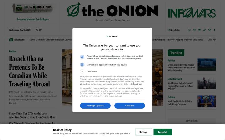 Captura de pantalla de theonion.com