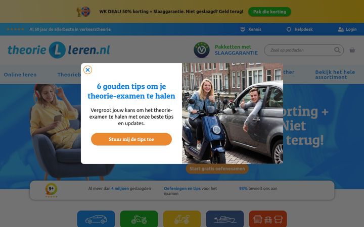 Screenshot of theorie-leren.nl