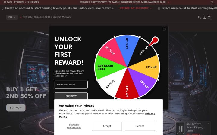 Screenshot of theorysabers.com