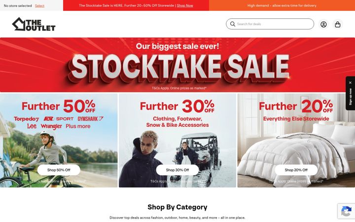 Screenshot of theoutlet.co.nz