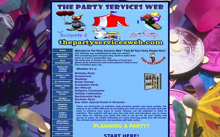 Screenshot of thepartyservicesweb.com