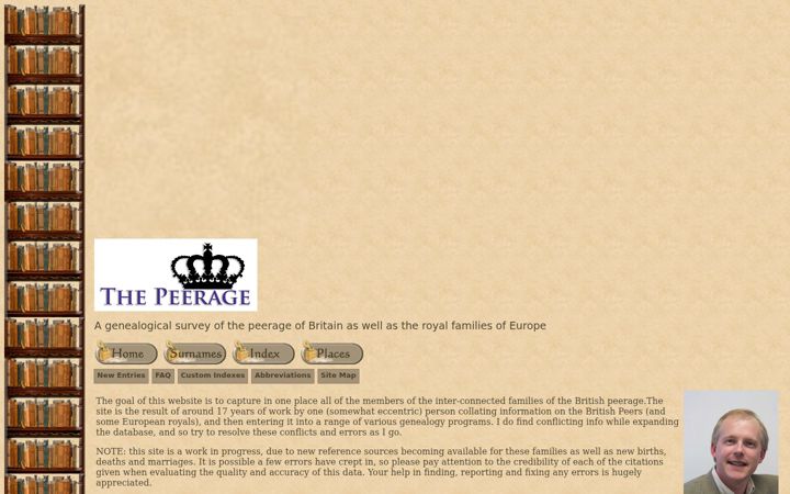Screenshot of thepeerage.com