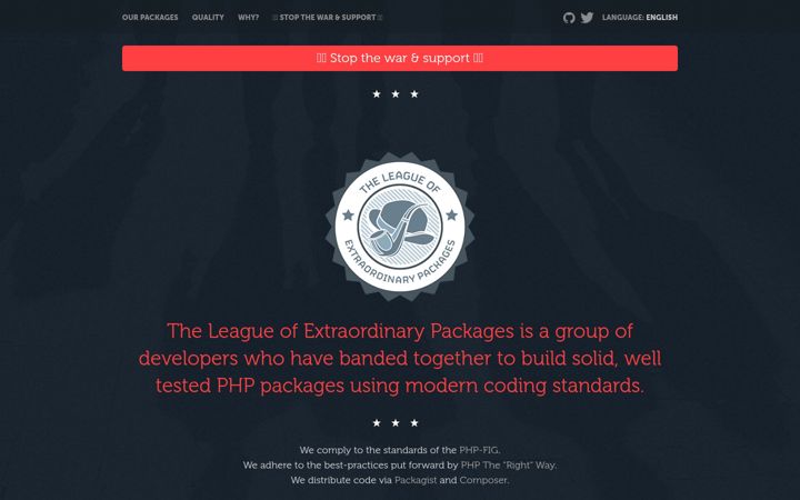Screenshot of thephpleague.com
