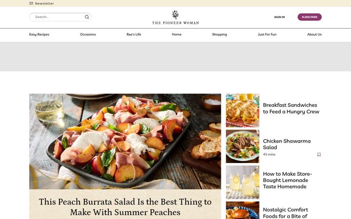 Skærmbillede af thepioneerwoman.com