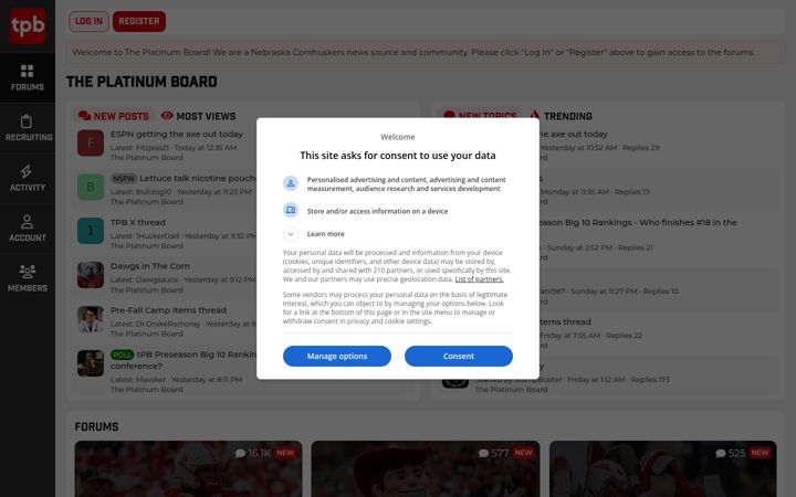 Screenshot of theplatinumboard.com