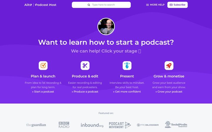 Screenshot of thepodcasthost.com