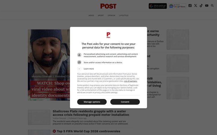 Screenshot van thepost.co.za