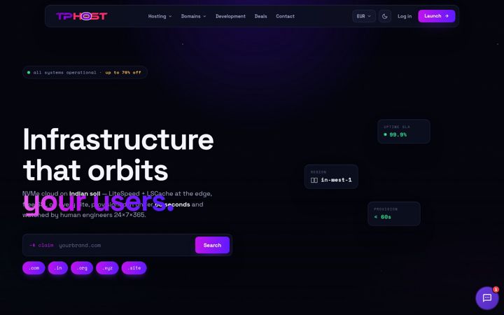 Screenshot of thepowerhost.in