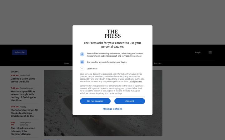 Screenshot of thepress.co.nz