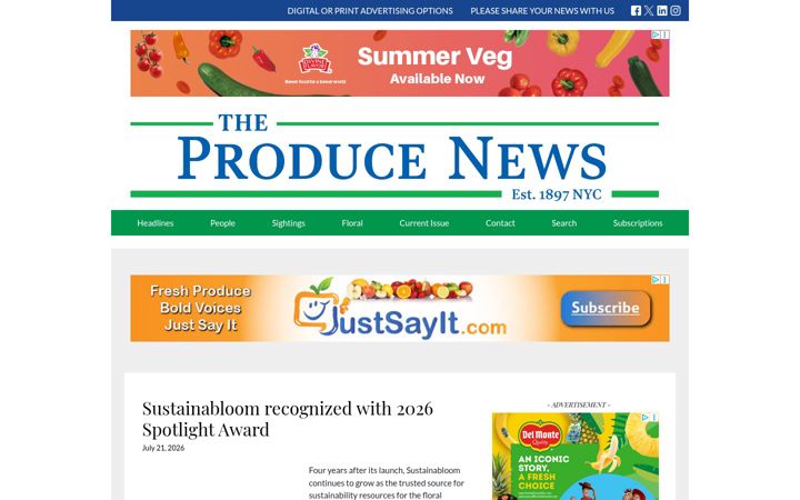 Captura de ecrã de theproducenews.com
