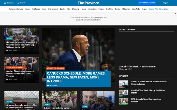 Screenshot von theprovince.com