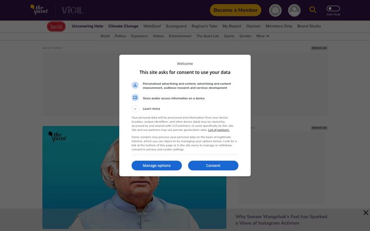 Screenshot van thequint.com