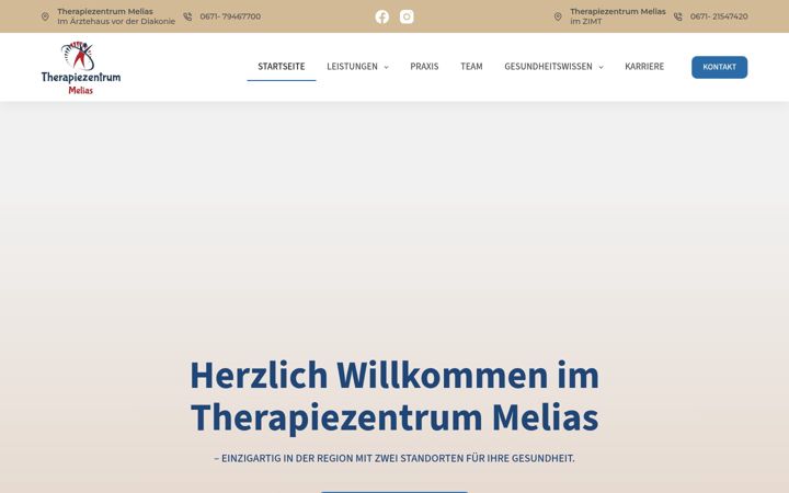 Screenshot von therapiezentrum-melias.de