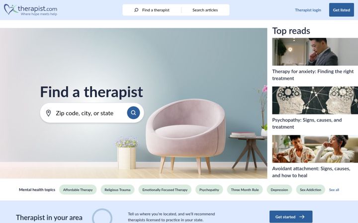 Screenshot of therapist.com