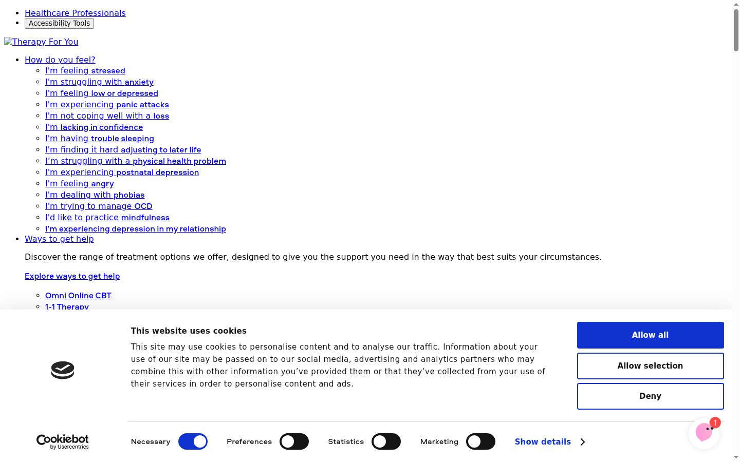 Screenshot del banner di consenso mostrato prima di qualsiasi interazione