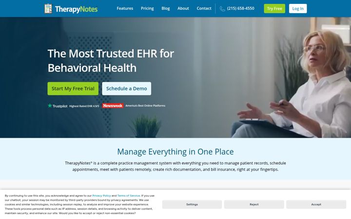 Zrzut ekranu therapynotes.com
