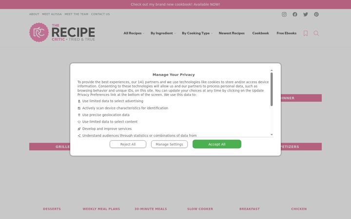 Screenshot di therecipecritic.com